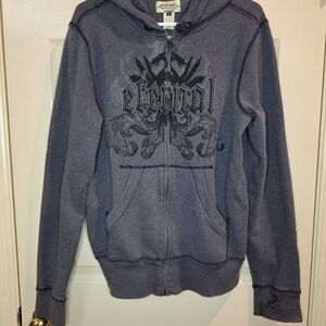 American Rag Cie Men’s Medium Gray Eternal Graphic Zip Up Hoodie Y2K Goth